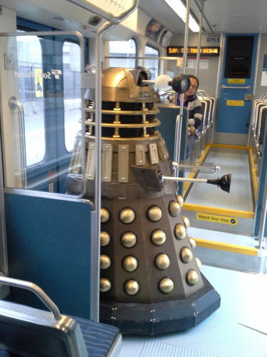 Dr Who Dalek on a Seattle metro train.

Credits: romulusnr
